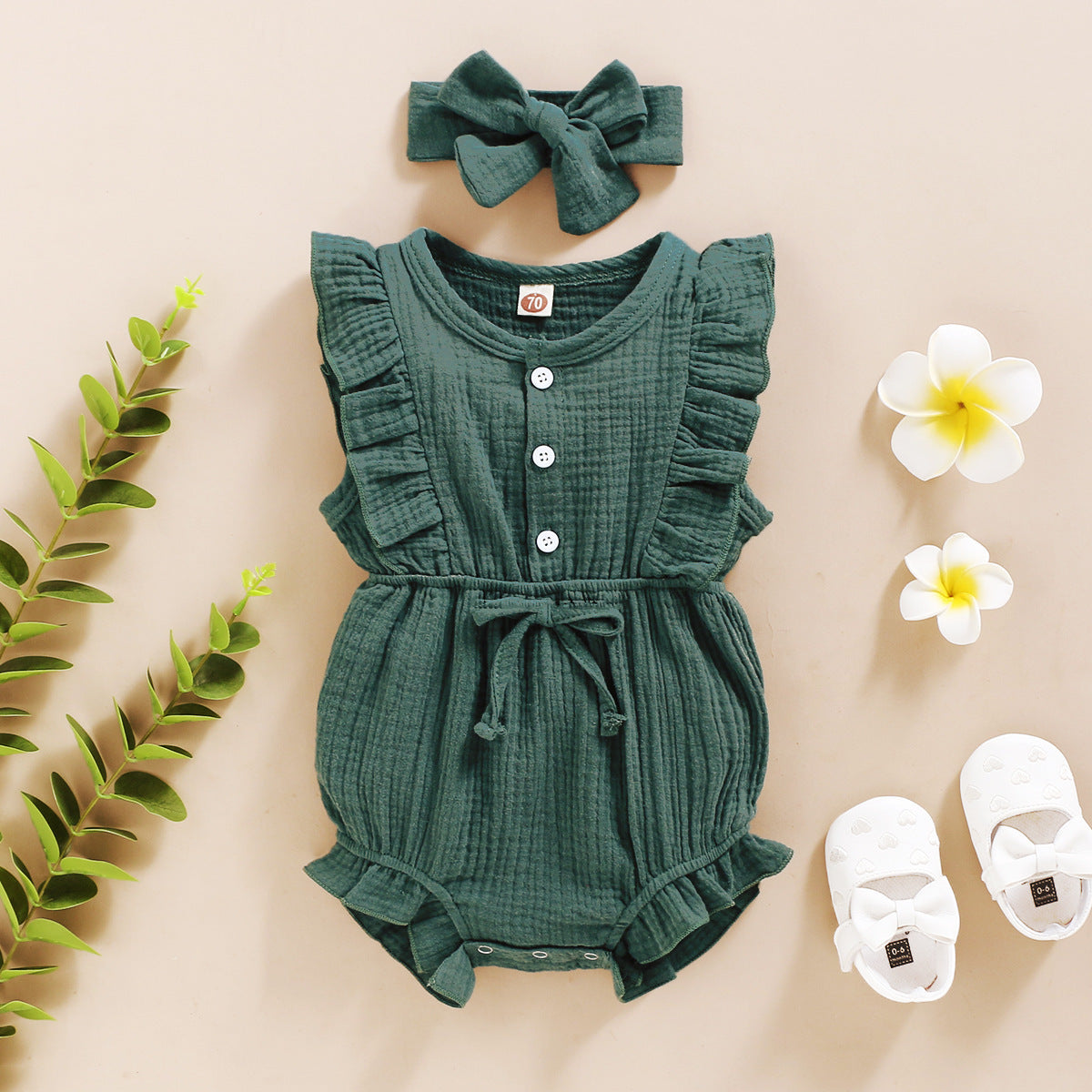 GhayatStyle Kız Bebek Yazlık Kolsuz Tulum - Yeşil