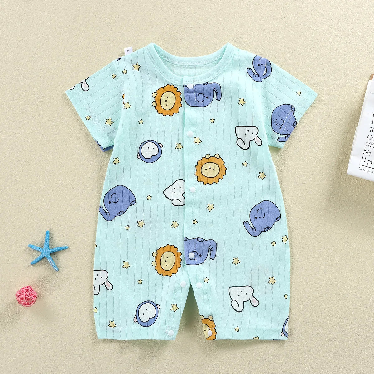 GhayatStyle Unisex Bebek Desenli Kısa Kollu Pamuklu Tulum (0–24 Ay)