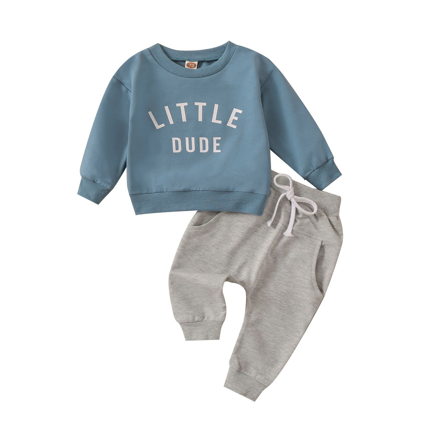 Little Dude Erkek Bebek 0-3 Yaş 2’li Spor Takım - Uzun Kollu Sweatshirt + Bağcıklı Pantolon