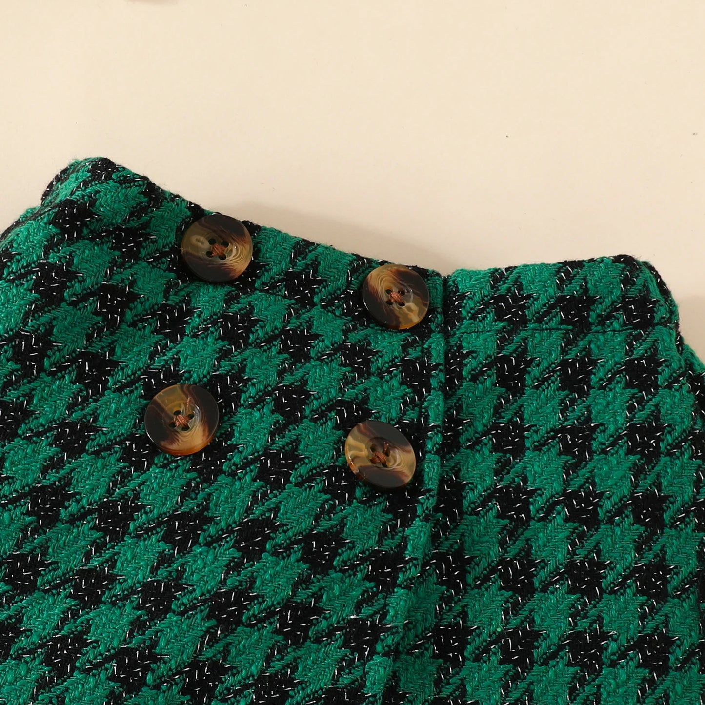 GhayatStyle Bebek & Kız Ekose Örgü Holiday Seti (Üst+Etek+Şapka) 6–36 Ay