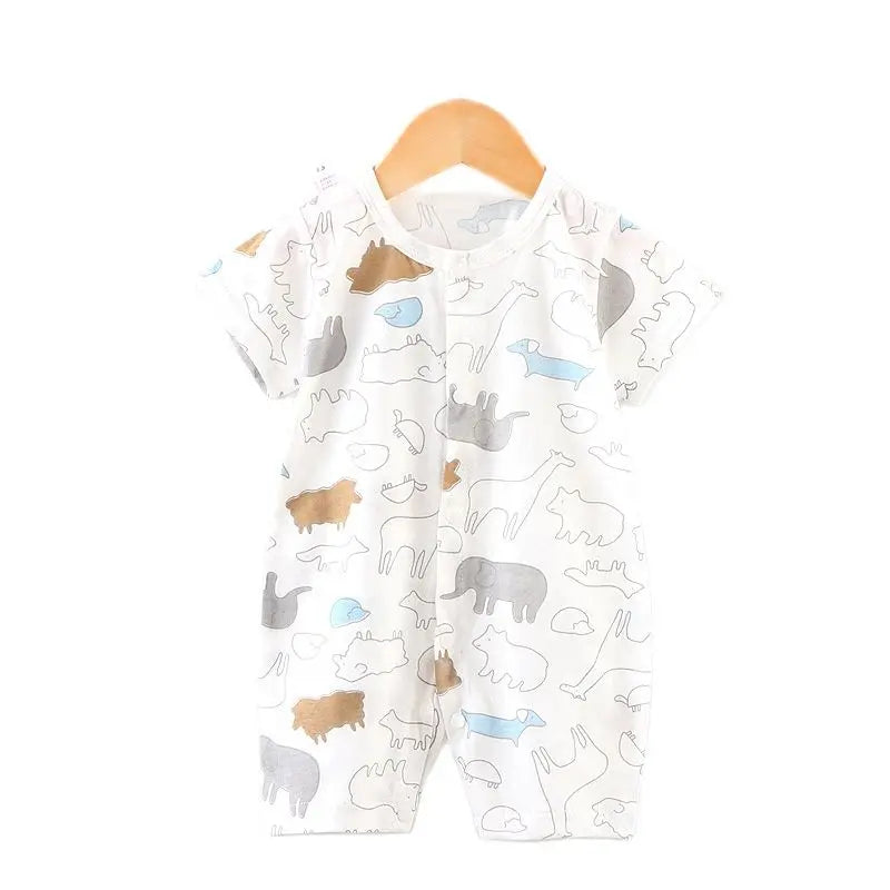 GhayatStyle Unisex Bebek Desenli Kısa Kollu Pamuklu Tulum (0–24 Ay)