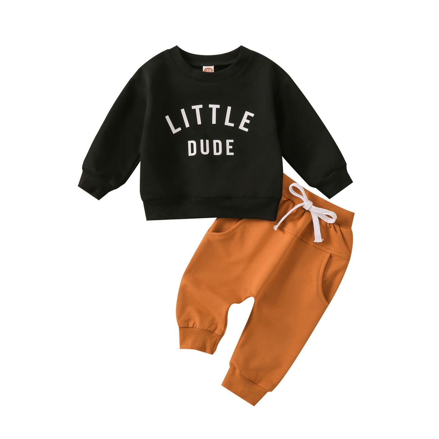 Little Dude Erkek Bebek 0-3 Yaş 2’li Spor Takım - Uzun Kollu Sweatshirt + Bağcıklı Pantolon