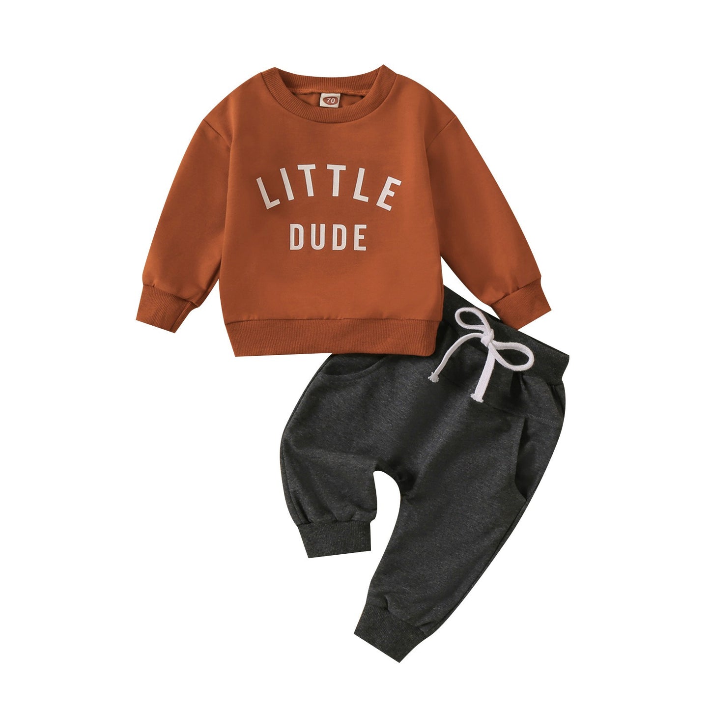 Little Dude Erkek Bebek 0-3 Yaş 2’li Spor Takım - Uzun Kollu Sweatshirt + Bağcıklı Pantolon