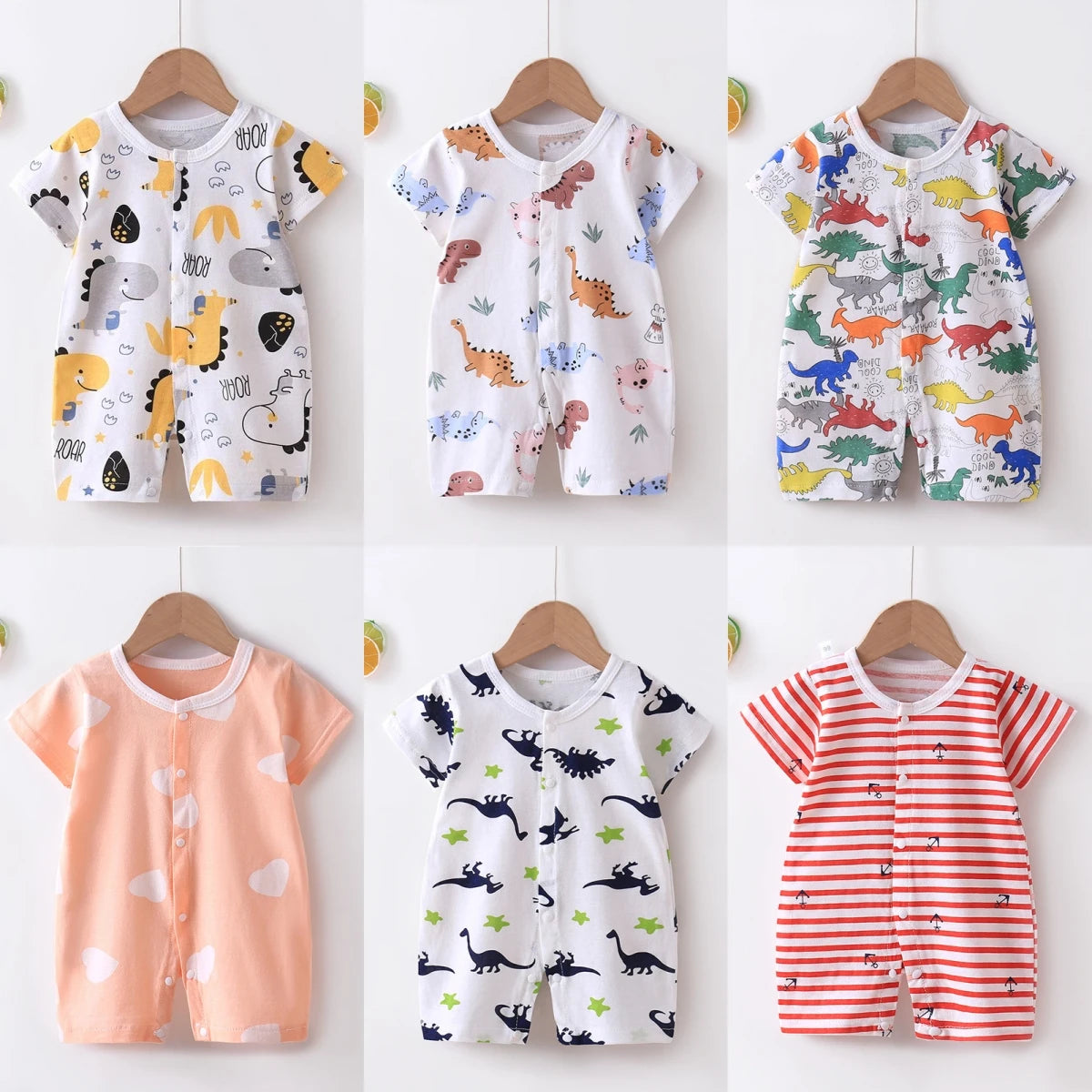 GhayatStyle Unisex Bebek Desenli Kısa Kollu Pamuklu Tulum (0–24 Ay)