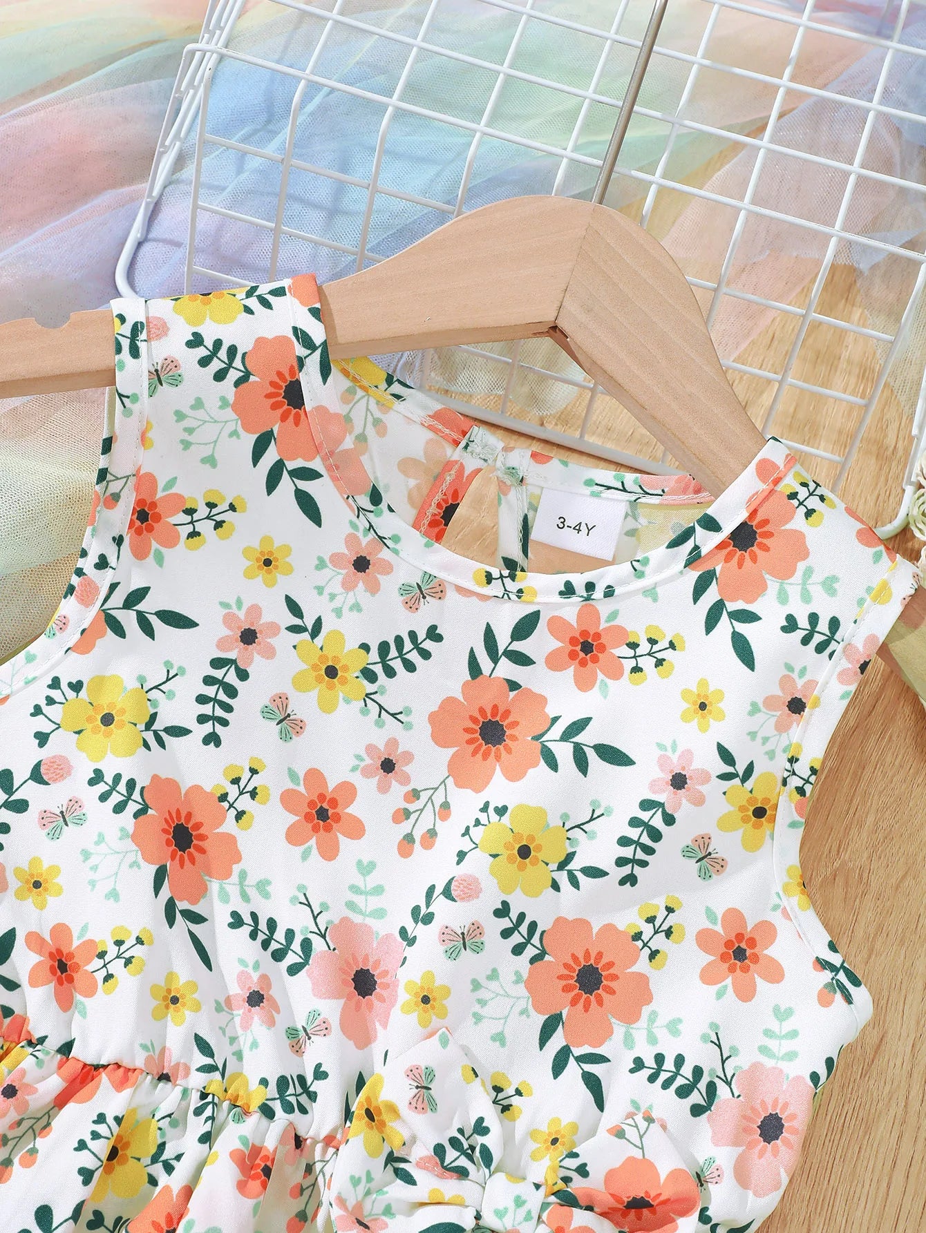 GhayatStyle™ Kız Çocuk 2’li Çiçek Desenli Yazlık Takım (Kolsuz Üst + Şort) - 4-7 Yaş