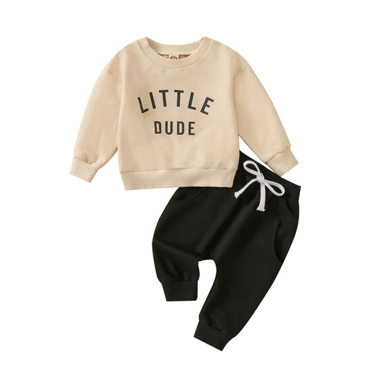 Little Dude Erkek Bebek 0-3 Yaş 2’li Spor Takım - Uzun Kollu Sweatshirt + Bağcıklı Pantolon